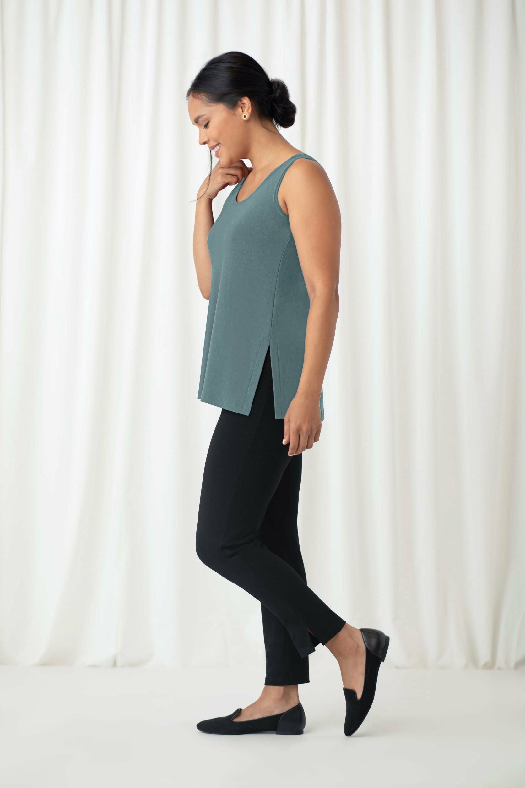 Sympli Go To Tank Top - Style 21120R, side, cactus