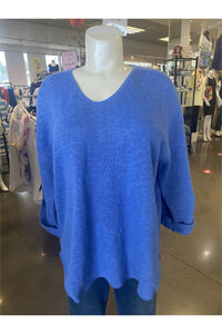 Avalin V-Neck Tunic Sweater - Style N9079, front, ocean