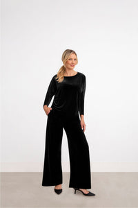 Sympli Velvet Savvy Nu Cinch Top - Style V3235-3, front2, black