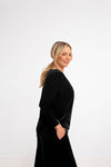 Sympli Velvet Savvy Nu Cinch Top - Style V3235-3, side, black