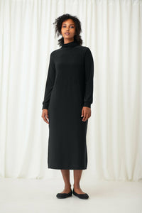 Sympli Turtleneck Gathered Sleeve Dress - Style 28116-3, front2, black