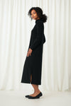 Sympli Turtleneck Gathered Sleeve Dress - Style 28116-3, side, black
