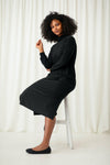 Sympli Turtleneck Gathered Sleeve Dress - Style 28116-3, black