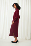Sympli Turtleneck Gathered Sleeve Dress - Style 28116-3, side, pomegranate