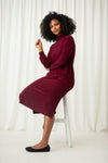 Sympli Turtleneck Gathered Sleeve Dress - Style 28116-3, pomegranate